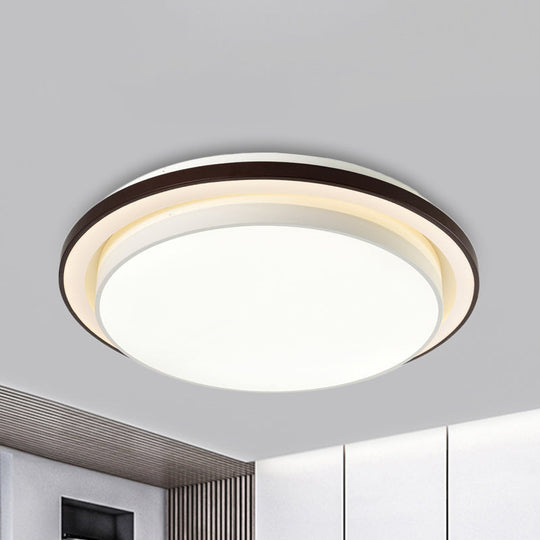 Contemporary Led Black & White Round Iron Flush Light Ceiling Lamp - 19.5/31.5 Dia Acrylic Diffuser