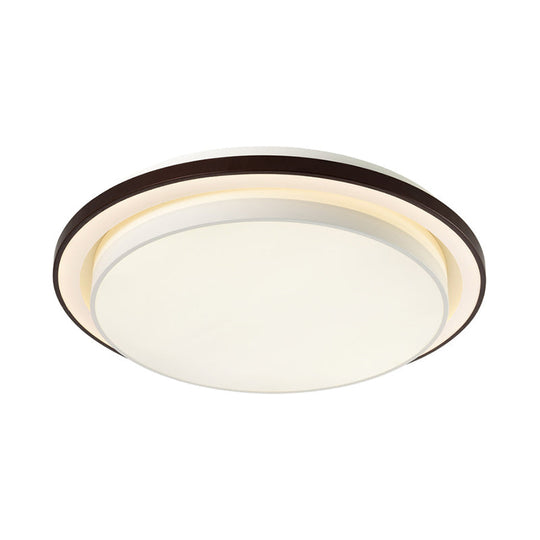 Contemporary Led Black & White Round Iron Flush Light Ceiling Lamp - 19.5/31.5 Dia Acrylic Diffuser