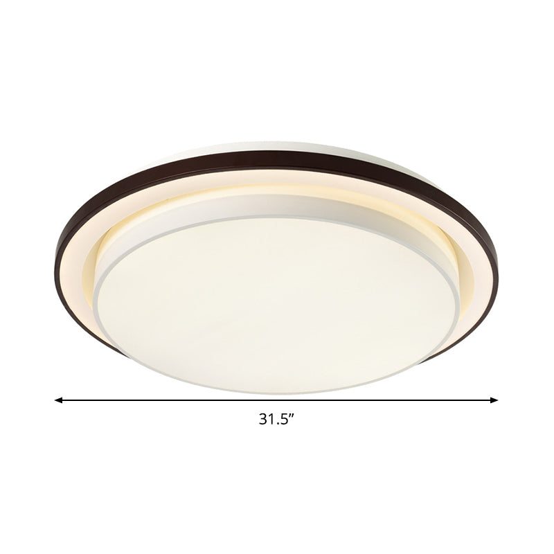 Contemporary Led Black & White Round Iron Flush Light Ceiling Lamp - 19.5/31.5 Dia Acrylic Diffuser