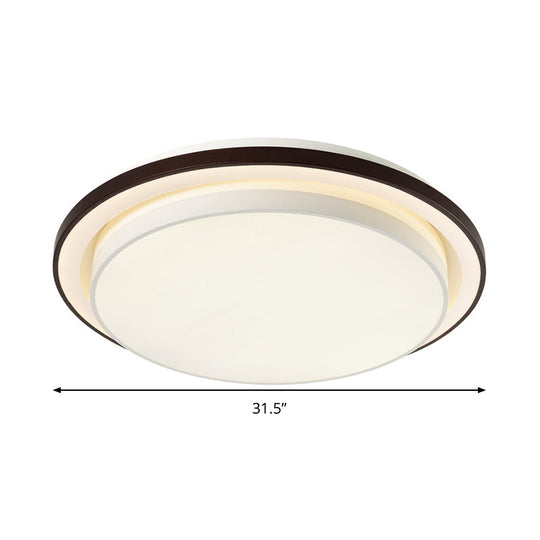 Contemporary Led Black & White Round Iron Flush Light Ceiling Lamp - 19.5/31.5 Dia Acrylic Diffuser