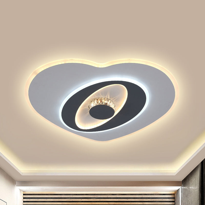 Modern Led Flush Ceiling Lamp - Acrylic Heart Shape Grey And White Adjustable Brightness White-Gray