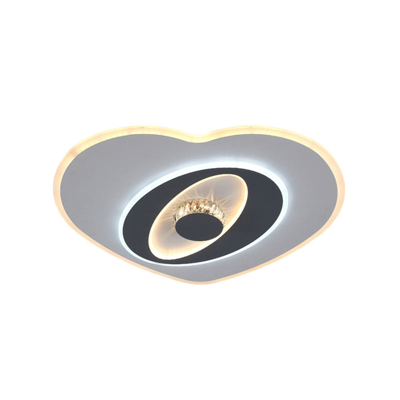 Modern Led Flush Ceiling Lamp - Acrylic Heart Shape Grey And White Adjustable Brightness