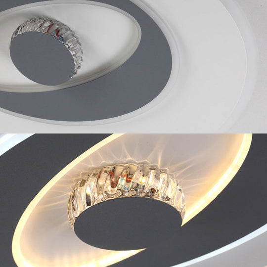 Modern Led Flush Ceiling Lamp - Acrylic Heart Shape Grey And White Adjustable Brightness