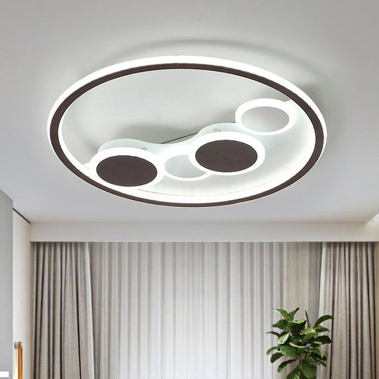 Circle Acrylic Led Flush Mount Ceiling Lamp - Modern Coffee Design With Dimmable Warm/White Light
