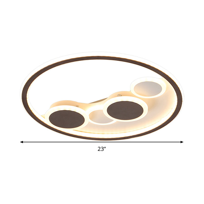 Circle Acrylic Led Flush Mount Ceiling Lamp - Modern Coffee Design With Dimmable Warm/White Light