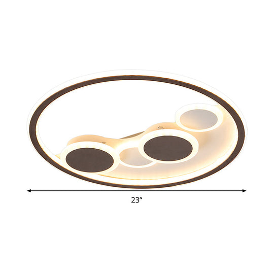 Circle Acrylic Led Flush Mount Ceiling Lamp - Modern Coffee Design With Dimmable Warm/White Light