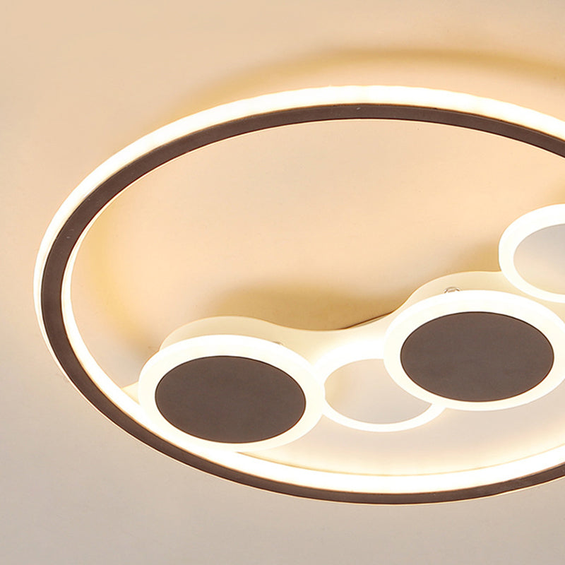 Circle Acrylic Led Flush Mount Ceiling Lamp - Modern Coffee Design With Dimmable Warm/White Light