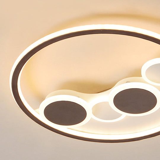 Circle Acrylic Led Flush Mount Ceiling Lamp - Modern Coffee Design With Dimmable Warm/White Light