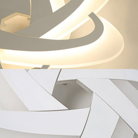 18’/23’ Wide Acrylic Criss Cross Led Ceiling Light Fixture - Flush Mount Modern White Design
