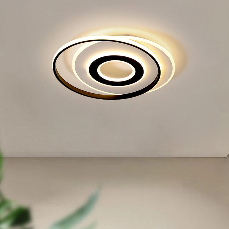 Black-White Circle Led Ceiling Light In Warm/White - Modern Acrylic Flush Fixture 18/21.5 Wide