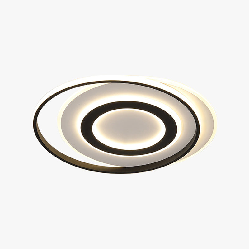 Black-White Circle Led Ceiling Light In Warm/White - Modern Acrylic Flush Fixture 18’/21.5’ Wide
