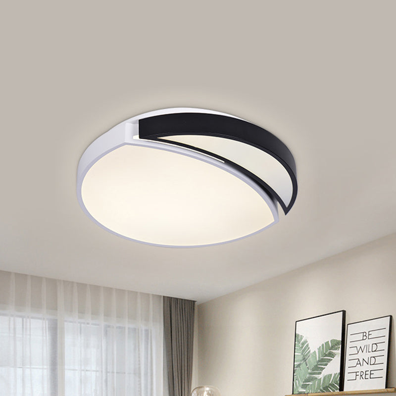 Modern Led Round Ceiling Flush Light - Acrylic Black And White Flushmount Lighting Warm 3 Color