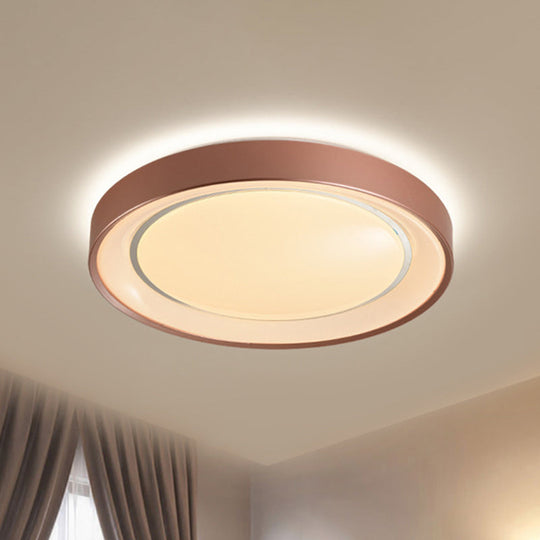 Sleek Champagne Flush Mount Led Ceiling Lamp - 19.5 Dia Simplicity Metallic Light