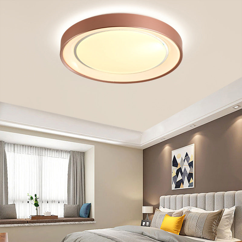 Sleek Champagne Flush Mount Led Ceiling Lamp - 19.5’ Dia Simplicity Metallic Light