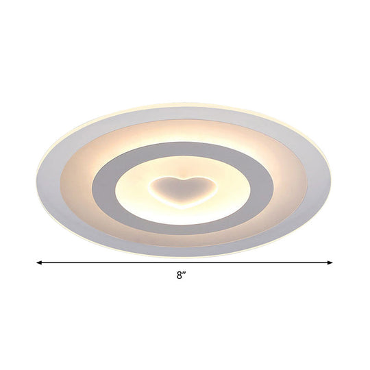 Modern Ultrathin Acrylic Led Ceiling Lamp With Heart Design - Warm/White Light