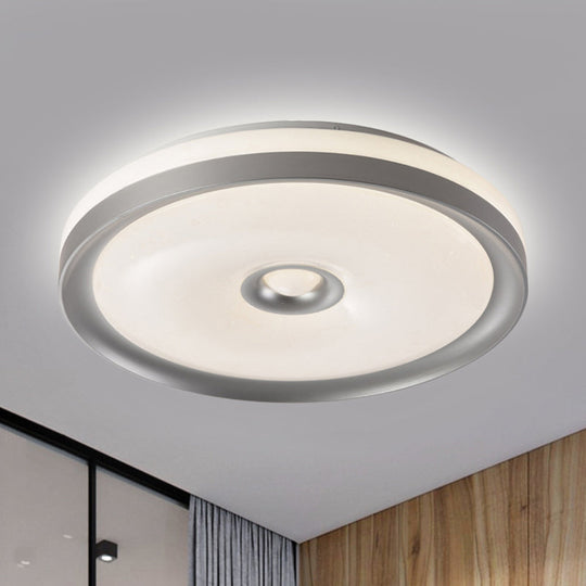 Macaron Flush Mount Led Ceiling Lamp - Grey/Pink/Brown Round Design With High Penetrated Acrylic