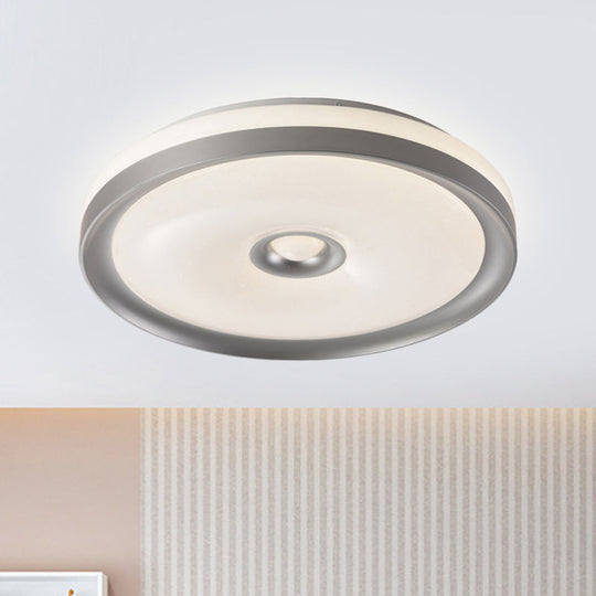 Macaron Flush Mount Led Ceiling Lamp - Grey/Pink/Brown Round Design With High Penetrated Acrylic