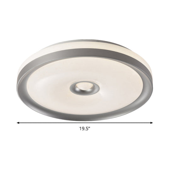 Macaron Flush Mount Led Ceiling Lamp - Grey/Pink/Brown Round Design With High Penetrated Acrylic