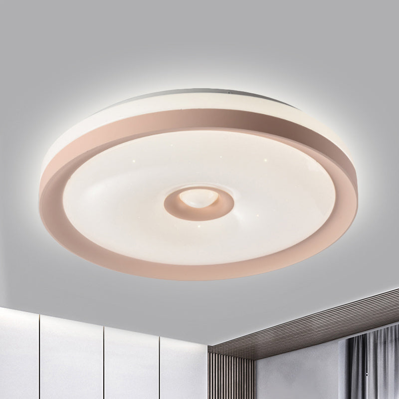 Macaron Flush Mount Led Ceiling Lamp - Grey/Pink/Brown Round Design With High Penetrated Acrylic