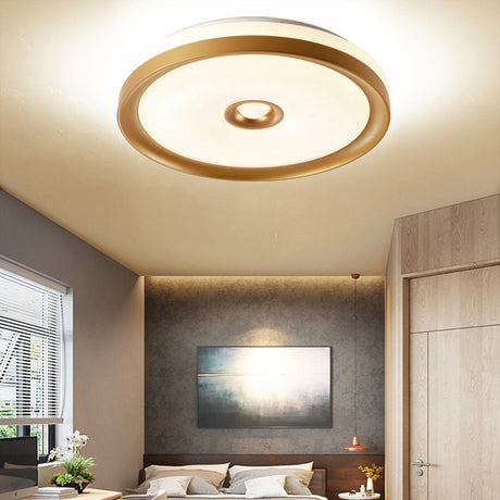 Macaron Flush Mount Led Ceiling Lamp - Grey/Pink/Brown Round Design With High Penetrated Acrylic