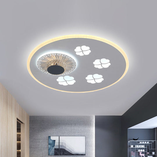 Contemporary Led Flushmount Light With Elegant Clover Pattern In Acrylic Grey And White Featuring