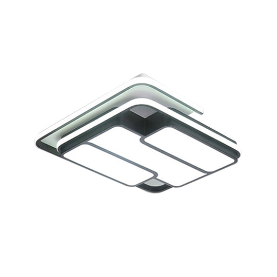 Square Metal Flush Led Black Ceiling Light - Remote Controlled Stepless Dimming 16/19.5 Width