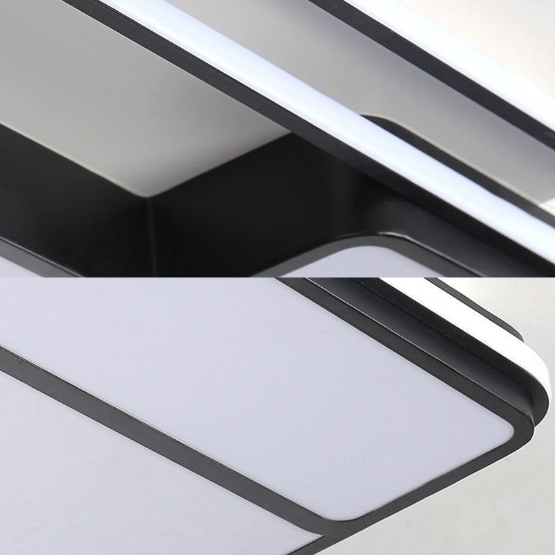 Square Metal Flush Led Black Ceiling Light - Remote Controlled Stepless Dimming 16/19.5 Width