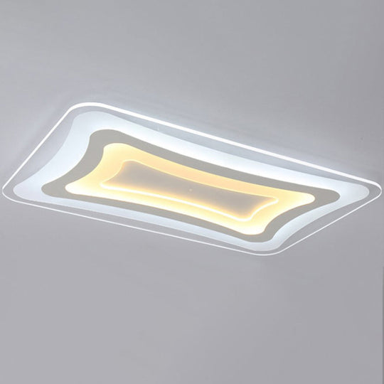 Contemporary Led Rectangular Flush Mount Ceiling Light In White - Warm/White /