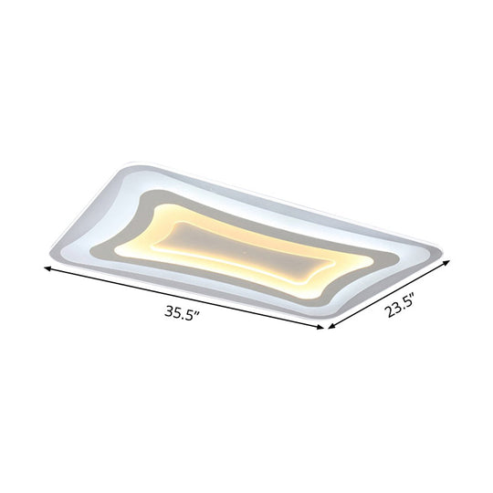 Contemporary Led Rectangular Flush Mount Ceiling Light In White - Warm/White