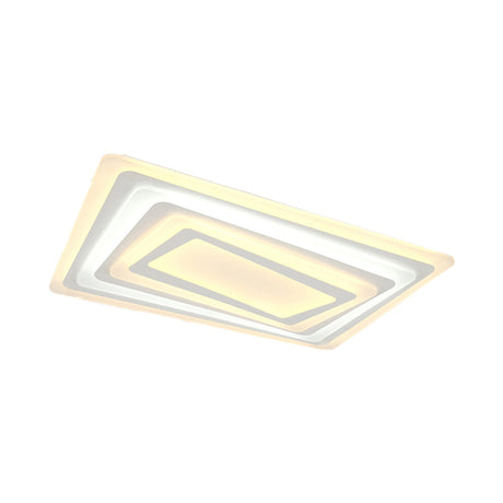 Ultrathin Led Ceiling Light: Modern Style Acrylic Shade White Spiral Rectangle Flushmount In