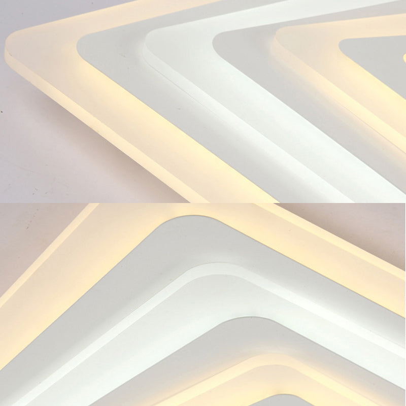 Ultrathin Led Ceiling Light: Modern Style Acrylic Shade White Spiral Rectangle Flushmount In
