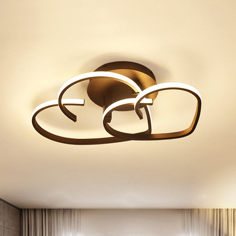 Modern Coffee Heart Frame Led Iron Flush Light Fixture With Stepless Dimming 21.5/25.5 Wide