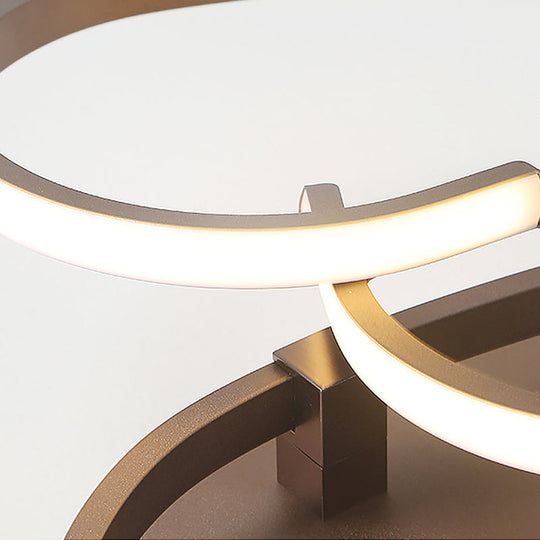 Modern Coffee Heart Frame Led Iron Flush Light Fixture With Stepless Dimming 21.5/25.5 Wide