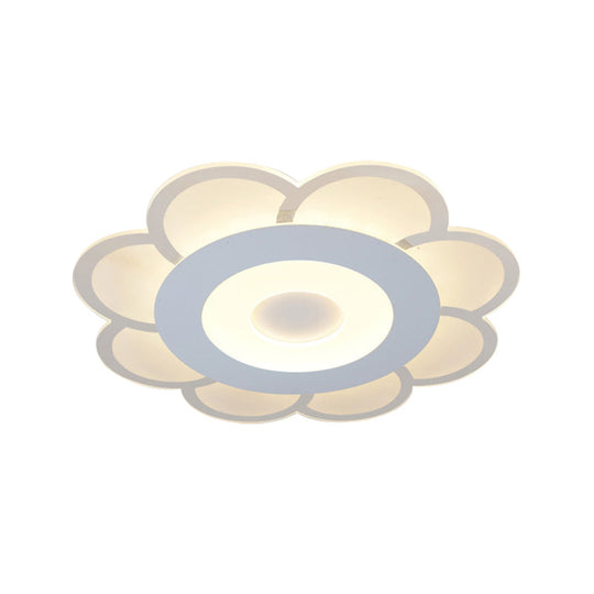8/16.5/20.5 W White 8-Petal Flush Mount Ceiling Light - Nordic Frosted Acrylic Led Lamp