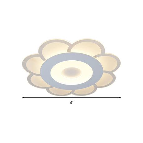 8/16.5/20.5 W White 8-Petal Flush Mount Ceiling Light - Nordic Frosted Acrylic Led Lamp