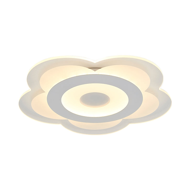 Simple 5-Petal Led Flush Lamp - Super Thin Opaque Acrylic Ceiling 16/19.5 W Warm/White Light