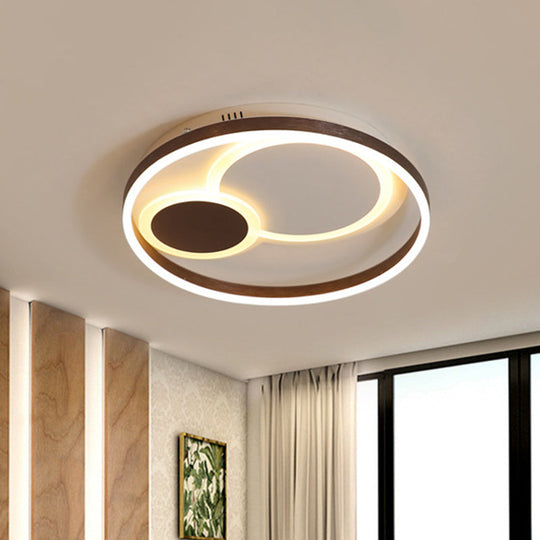 16’/19.5’ Dia Metal Orbit Ceiling Flush Light With Stepless Dimming - Modern Coffee Led