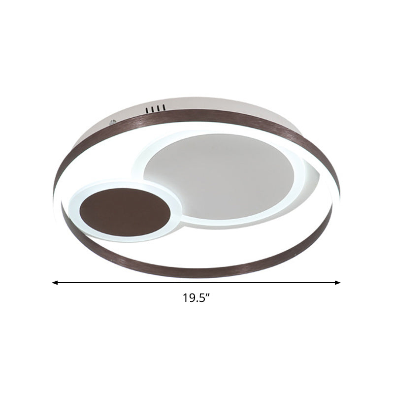 16’/19.5’ Dia Metal Orbit Ceiling Flush Light With Stepless Dimming - Modern Coffee Led