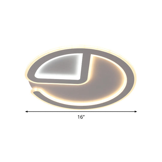 Minimal Flush Mount Led Ceiling Light Fixture - 16/19.5 Dia Thin Acrylic Grey Warm/White