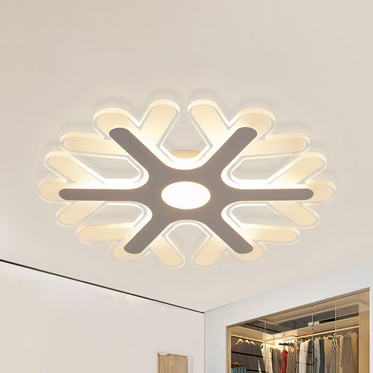 Modern White Coral Flush Ceiling Light With Led Acrylic Lamp In 3 Color Options / 16 Warm