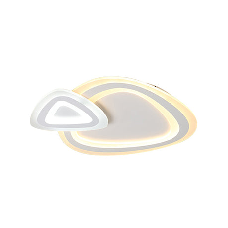 Sleek Acrylic Dual Triangle Led Ceiling Lamp - Minimalist White Flush Light Fixture In Warm Cool