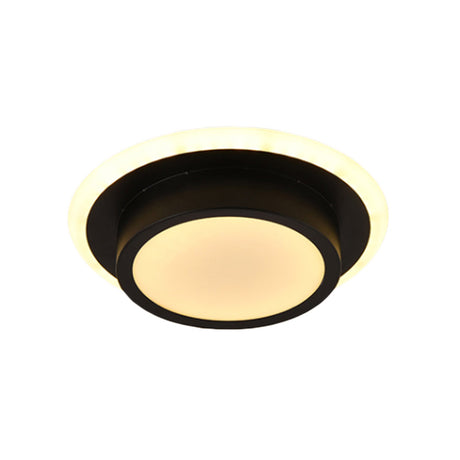 Contemporary Mini Round/Square Flush Mount Ceiling Light In Black/White With Metal Finish - Led