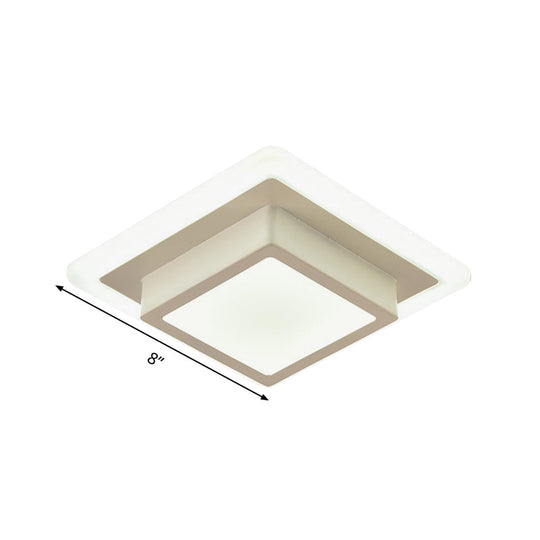 Contemporary Mini Round/Square Flush Mount Ceiling Light In Black/White With Metal Finish - Led