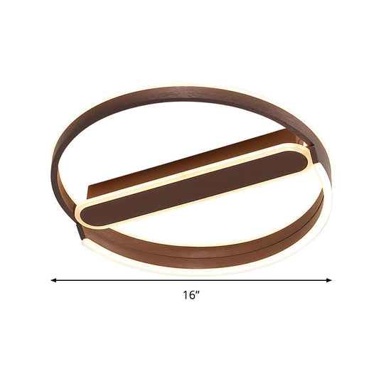 16’/19.5’ Flush Mount Coffee Halo Ring Led Ceiling Light In Warm/White With Stepless Dimming &