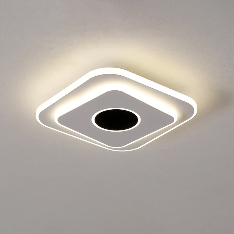 Led Mini Flush Ceiling Light - Modernist Black And White Lamp With Acrylic Shade In Warm/White
