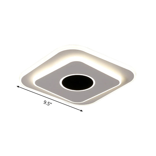 Led Mini Flush Ceiling Light - Modernist Black And White Lamp With Acrylic Shade In Warm/White