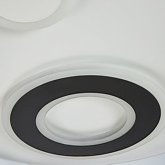 18’/21.5’ Dia Led Flush Lamp Kit - Modern Metallic White Ceiling Light With Warm/White