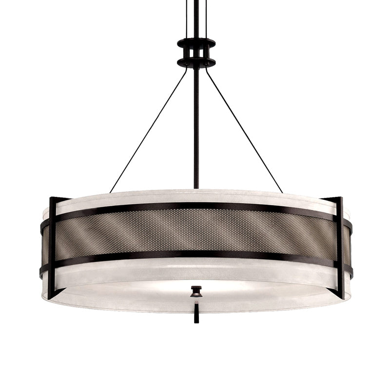 Modern Black Round Fabric Chandelier: Led Ceiling Light For Living Room