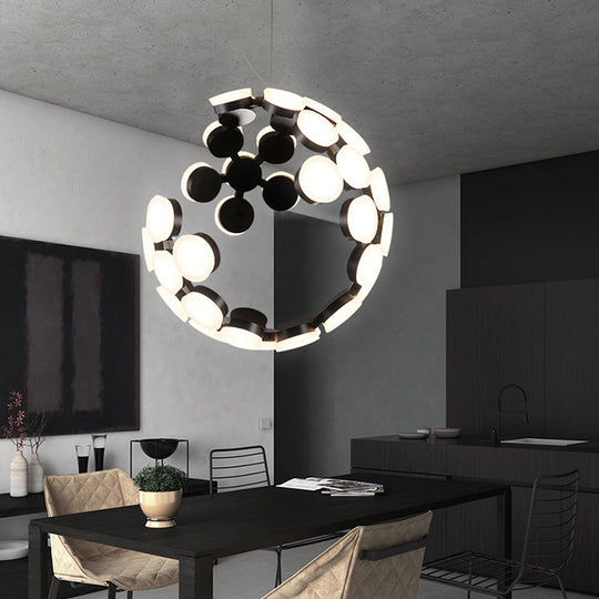Modern Acrylic Black Led Globe Chandelier For Dining Room Lighting