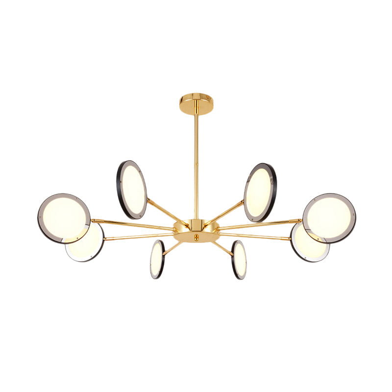 Modern Gold Sputnik Starburst Chandelier - 6/8 Light Hanging Ceiling Fixture With Warm/White